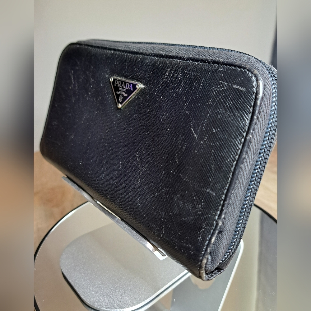 Prada Black Saffiano Leather Zip-Around Wallet - Picture 6 of 16